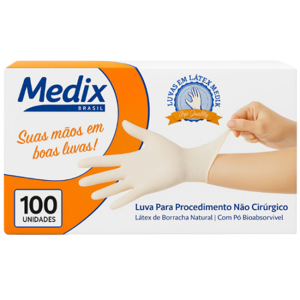 Luva Látex com Pó - Medix cx c/100 unidades